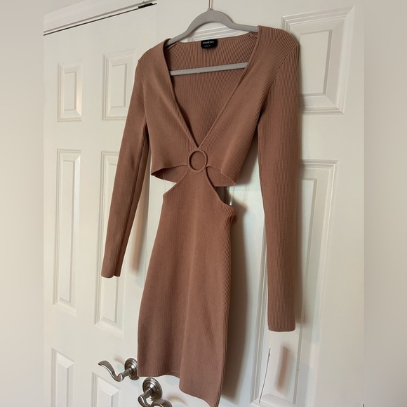 Bebe - Tan Ribbed Mini Dress - Picture 3 of 5